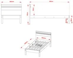 Cama de Solteiro Madeira CM8010 Nogal/Branco - Tecno Mobili