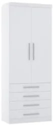 Guarda Roupa Modulado 90cm 2 Portas 4 Gavetas Taiga Branco L01 - Mpoze