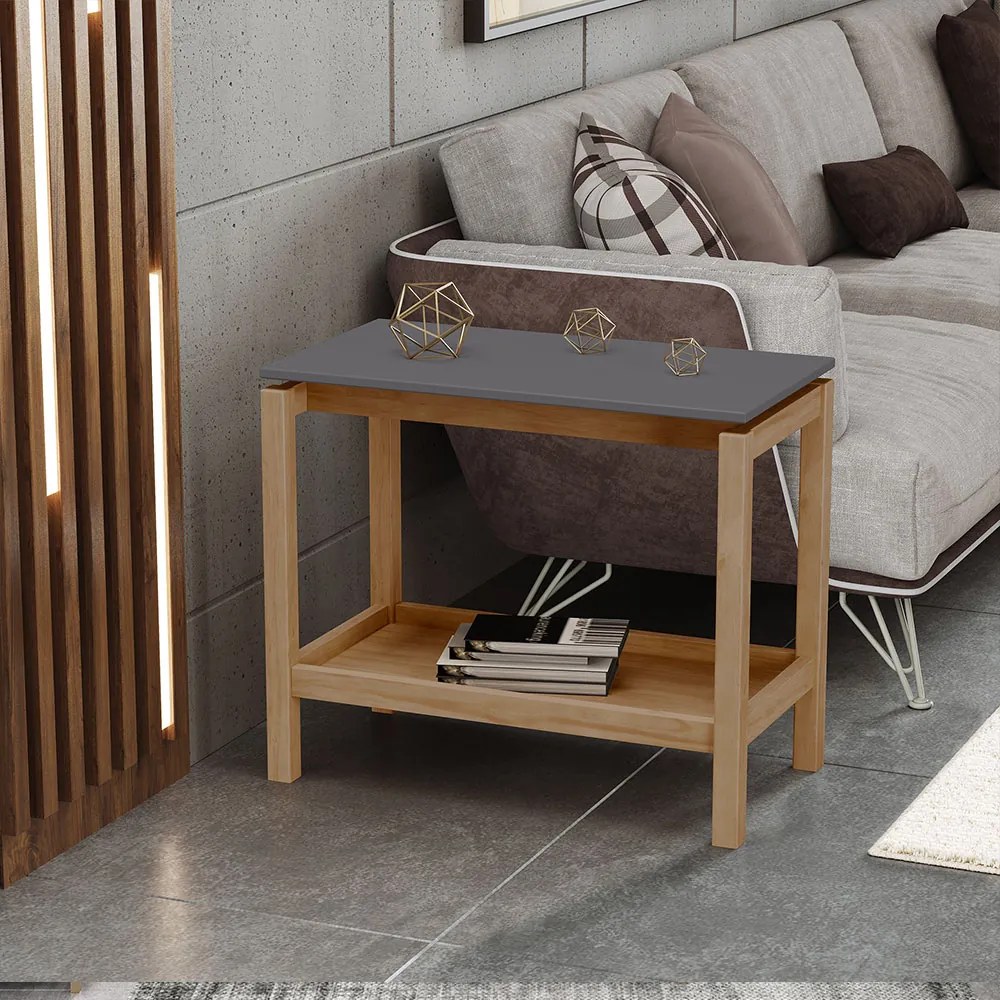 Mesa Lateral Dieter Tampo MDF Freijó/Cinza G74 - Gran Belo