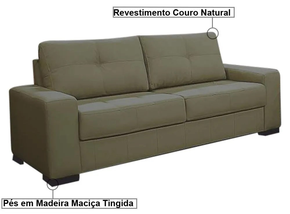 Sofá 3 Lugares 200cm Turim Couro Fendi G58 - Gran Belo