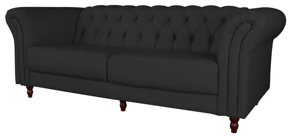 Sofá 2 Lugares Maggiore 180cm Couro Preto G58 - Gran Belo
