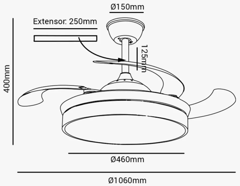 Ventilador De Teto Air Basic Branco Pás Retrátil Led 30W Multicolor Bi...