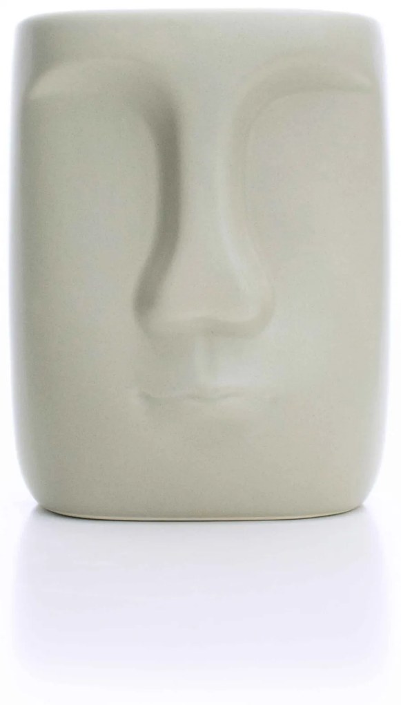 Cachepot Decorativo em Cerâmica Rosto Cinza 17x14 cm - D'Rossi