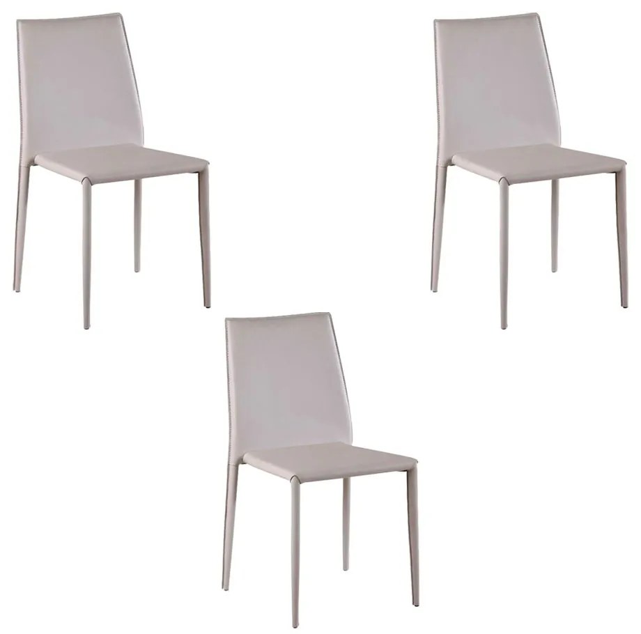 Kit 3 Cadeiras Decorativas Sala e Cozinha Karma PVC Nude G56 - Gran Belo