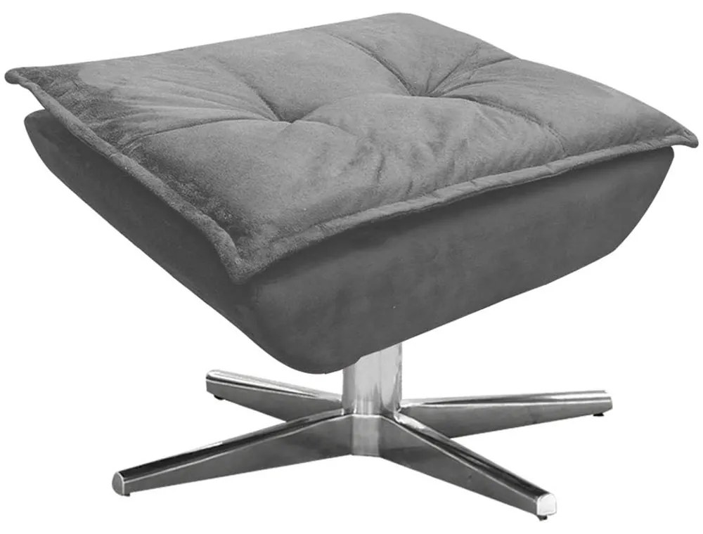 Puff Decorativo Base Giratória Cromada Charger Suede Grafite G19 - Gran Belo