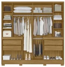 Guarda Roupa Casal 216cm Com Espelho Freeze Freijó/Off Z17   - Mpozena