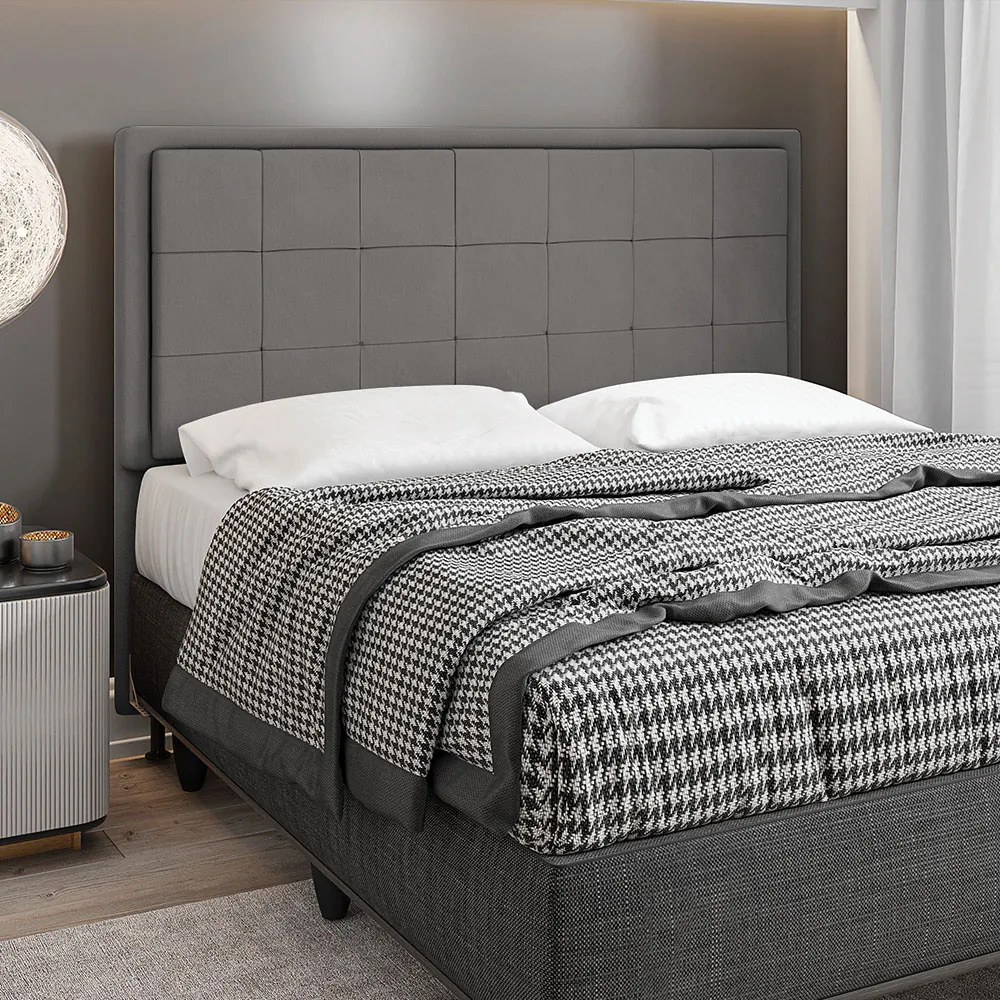 Cabeceira Casal King Cama Box 195cm para Quarto Onix Suede M11 - D'Rossi - Grafite