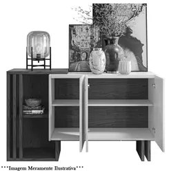 Balcão Aparador Buffet Bells 3 Portas N02 Ypê/Off White - Mpozenato