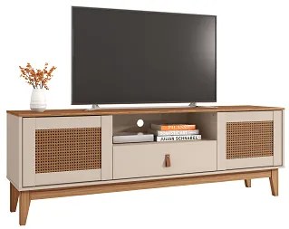 Rack Esmeralda 1.60 Off White/Noce - Casa D Móveis