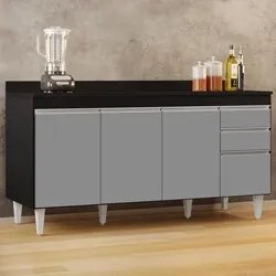 Balcão Gabinete para Pia com Tampo 160cm Arkansas Preto/Cinza - Lumil