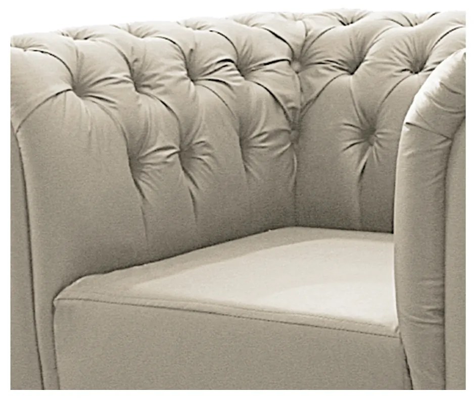 Poltrona Decorativa Chesterfield Ana Corano Bege- ADJ Decor
