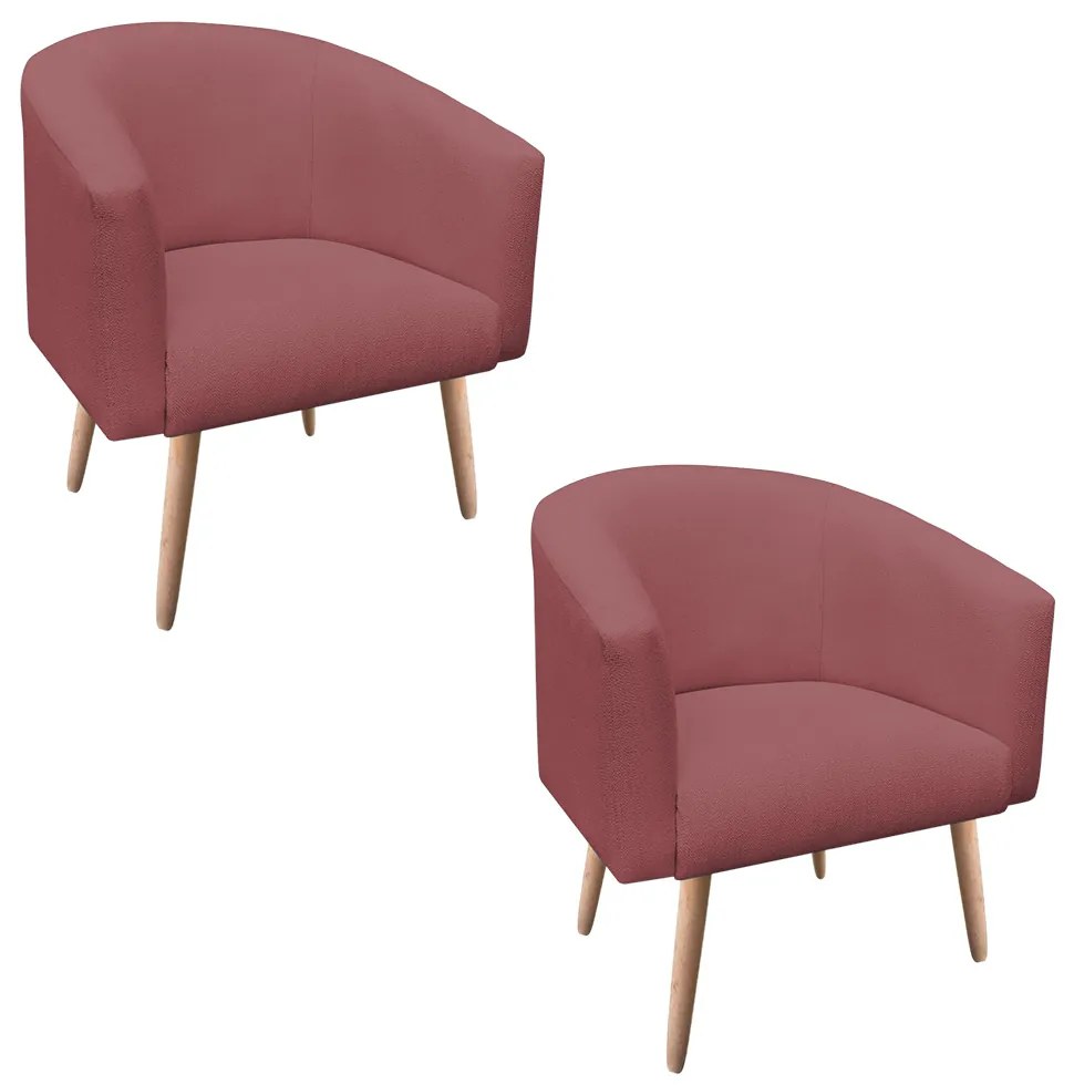 Poltrona Sala Kit 02 Stella Pé Palito Natural Linho Whisky Rose A106 D03 - D'Rossi