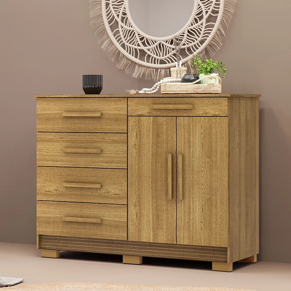 Cômoda Quarto 122cm com 2 Portas Sapateira Vitória Nature V01 - D'Rossi