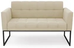 Sofá Namoradeira e 2 Poltronas Base Industrial Preto Ana Suede Bege -