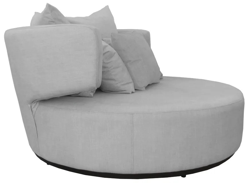 Sofá Chaise Eva Redondo 02 Lugares Veludo Cinza Grafite