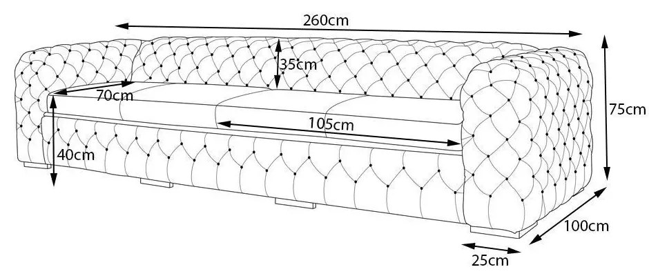 Sofá 4 Lugares Gênova 260cm Couro Preto G58 - Gran Belo