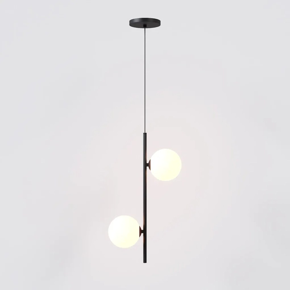 Pendente Vertical Slim Jabuticaba 10X23,5X48,5Cm Aluminio E 2X Globo Ø... (COBRE, FOSCO)