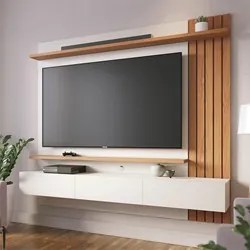 Painel Home Suspenso para TV 70 Pol. 180cm Buriti C05 Off White Matte/