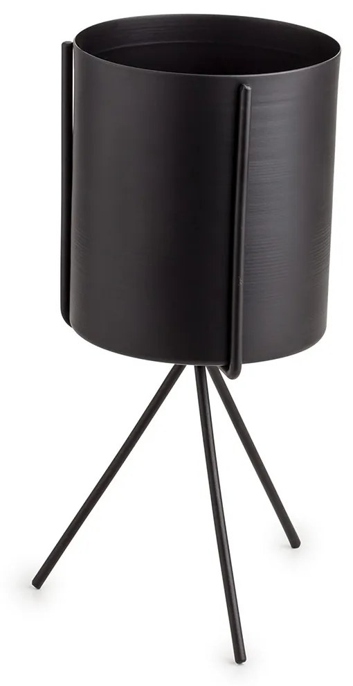 Kit 03 Cachepot Metálico Preto com Suporte - D'Rossi
