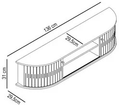 Rack Bancada para TV 60 Pol Suspenso 136cm Helena M01 Naturale/Off Whi