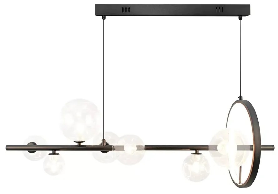 Pendente Versus 30X28X90Cm Metal Preto E Vidro Transparente 07Xg9 + Le...