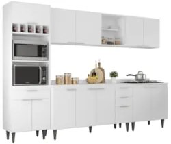 Armário de Cozinha Com Tampo CP05 290cm Pérola Branco Z34 - Mpozen