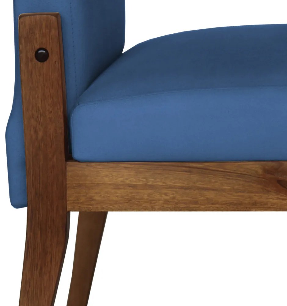 Conjunto 8 Cadeiras De Jantar Aurora Base Madeira Maciça Estofada Suede Azul Marinho