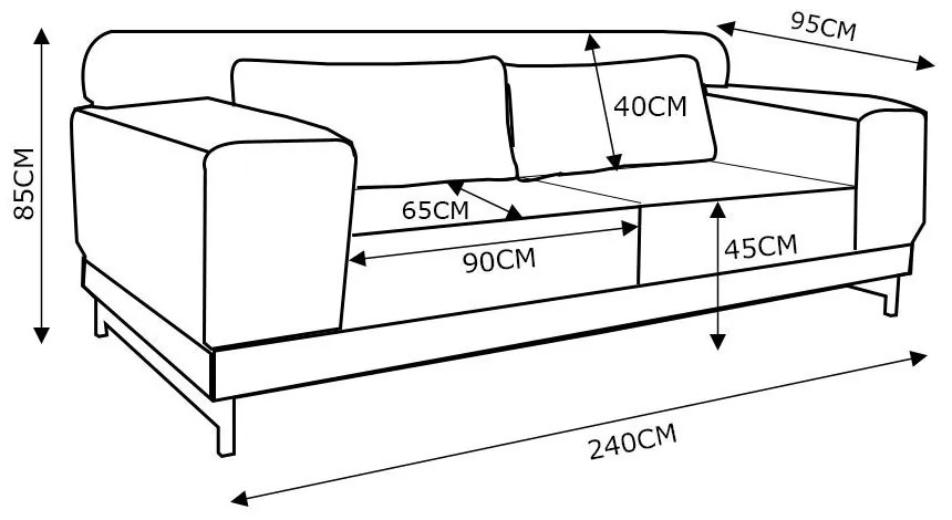 Sofá 3 Lugares Sala de Estar Malta 240cm Couro Mel G58 - Gran Belo