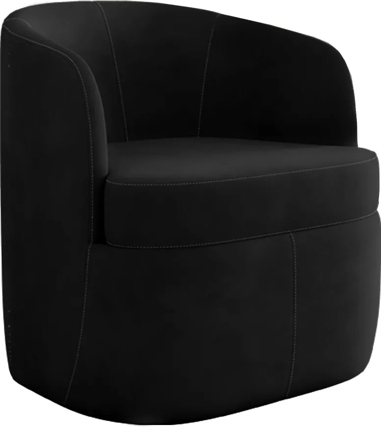 Poltrona Decorativa Design Moderno Bel Sala de Estar Base Giratória Veludo Preto G33 - Gran Belo