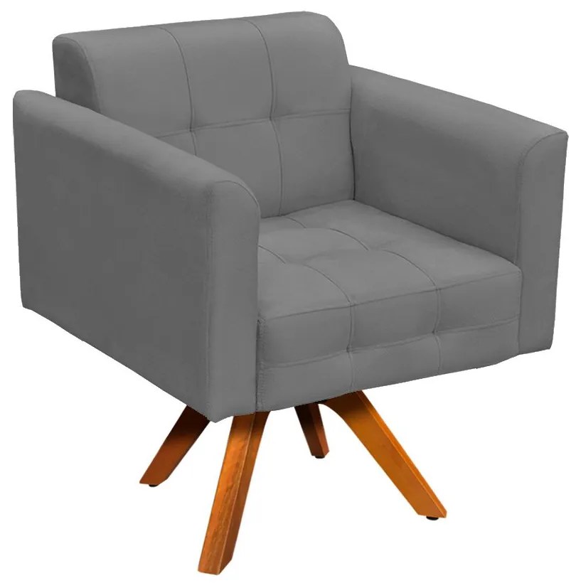 Poltrona Decorativa Giratória MM30 Elisa Suede Grafite D03 - D'Rossi