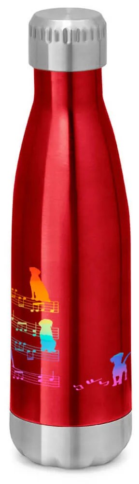 Garrafa Térmica Inox Brilhante 510 ml Cachorro Musical Arco Iris - Vermelho