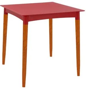 Mesa Tramontina Laura Rattan 70 cm Polipropileno Vermelho Pernas Madeira
