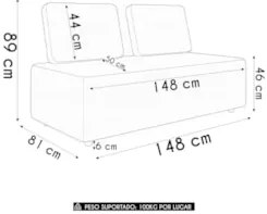 Sofá 2 Lugares 148cm Sala de Estar Rovier Sintético Caramelo Z32 - Mpo