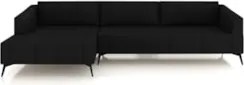 Sofá 4 Lugares 306cm Com Chaise Esquerdo Eko Couro Preto Z55 - Mpozena