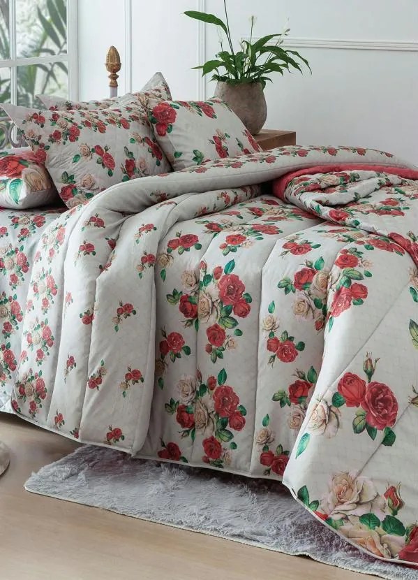 Jogo de Cama 140 Fios Vermelho King 4 Peças