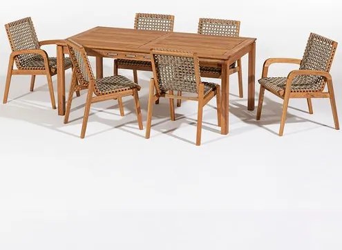 Conj. Trama Mesa 6 Lugares Jatobá Corda Rami 180cm - 78611 Sun House
