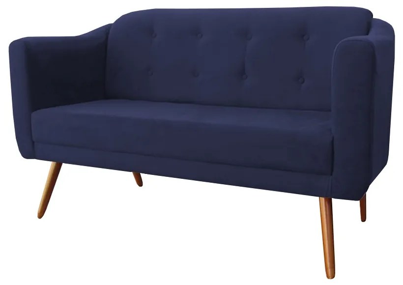 Namoradeira Bruna 1,40 m 2 Lugares Pés Palito Suede Azul Marinho
