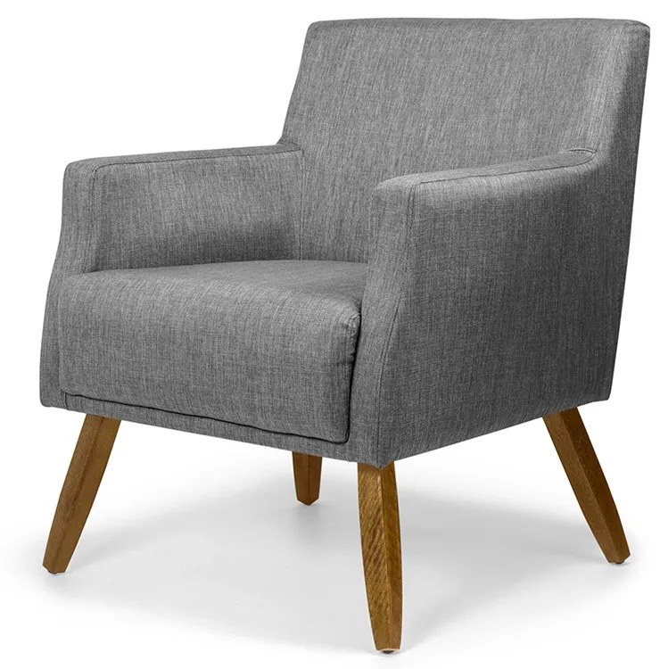 POLTRONA DIVA LINHO CINZA C-482 PES DE M