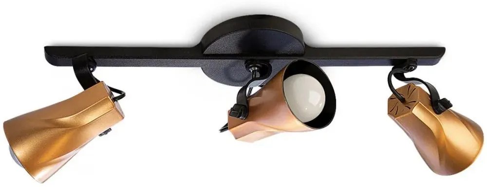 Spot Trilho Triplo Octa 3 Sobrepor Direcionável E-27 Preto Cobre