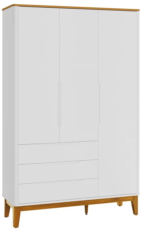 Guarda-Roupa Boom 3 Portas e 3 Gavetas - Branco Fosco e Savana