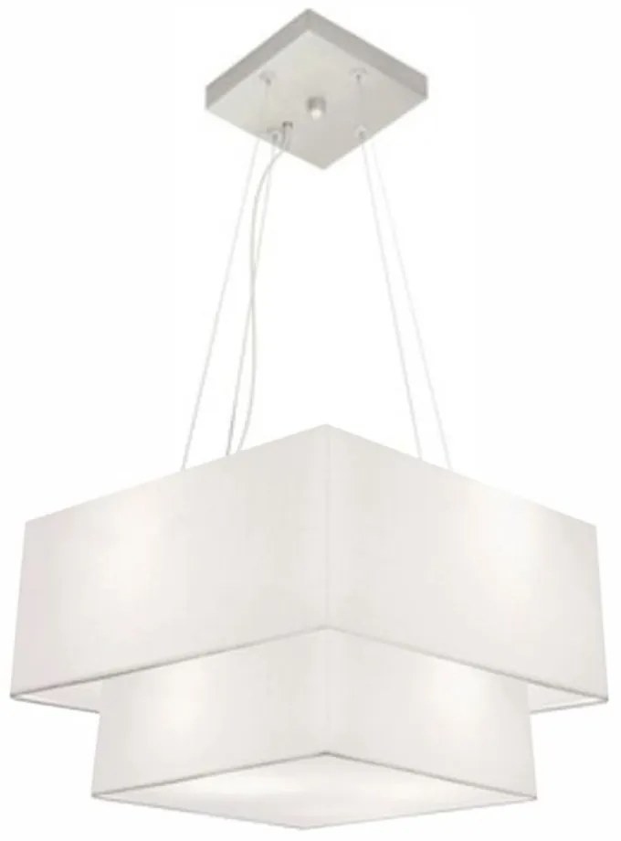 Lustre Pendente Duplo Quadrado Vivare Md-4157 Cúpula em Tecido 40x35cm Branco - Bivolt
