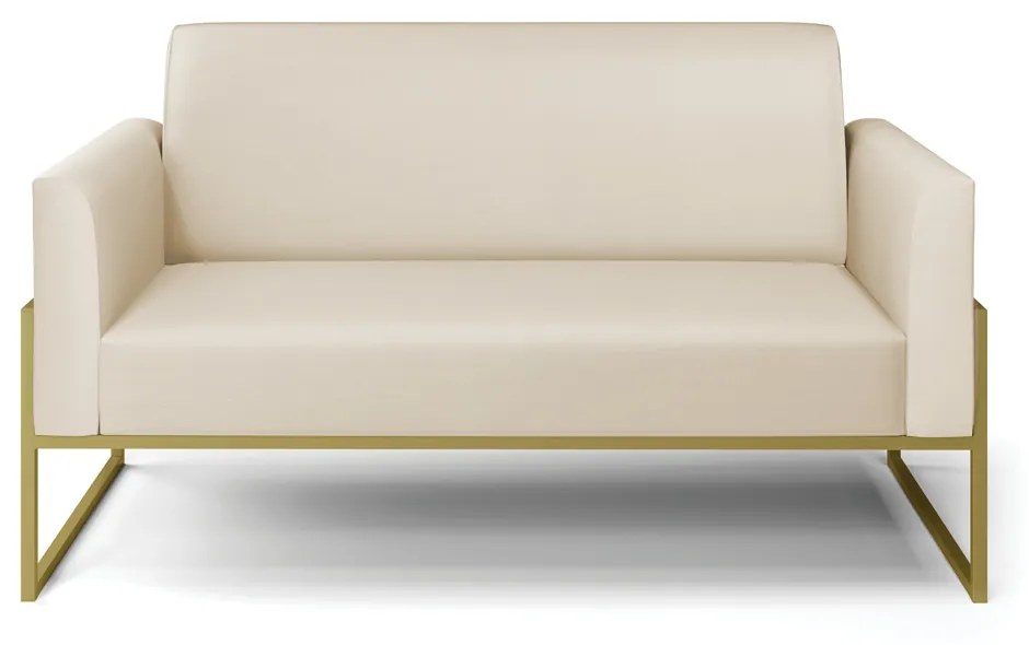 Sofá Namoradeira Base Industrial Alta Dourado Marisa Corino D03 - D'Rossi - Bege