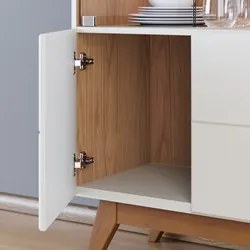 Balcão Buffet Com Cristaleira Rebeca C05 Off White/Freijó - Mpozenato