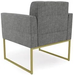 Poltrona Base Industrial Dourado Kit 2 Ana Linho Grafite - Ibiza