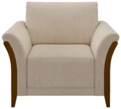 Poltrona Decorativa Sala de Estar 102cm Pés Madeira Roya Z32 Linho Cru