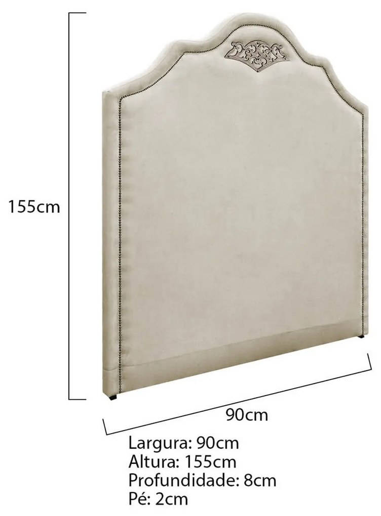 Cabeceira Solteiro Orlando P02 90 cm para cama Box Linho - ADJ Decor