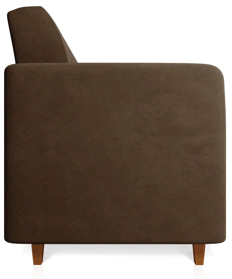 Sofá 03 Lugares Arezzo Suede Pés Chanfrado Castanho D01 - D'Rossi - Marrom