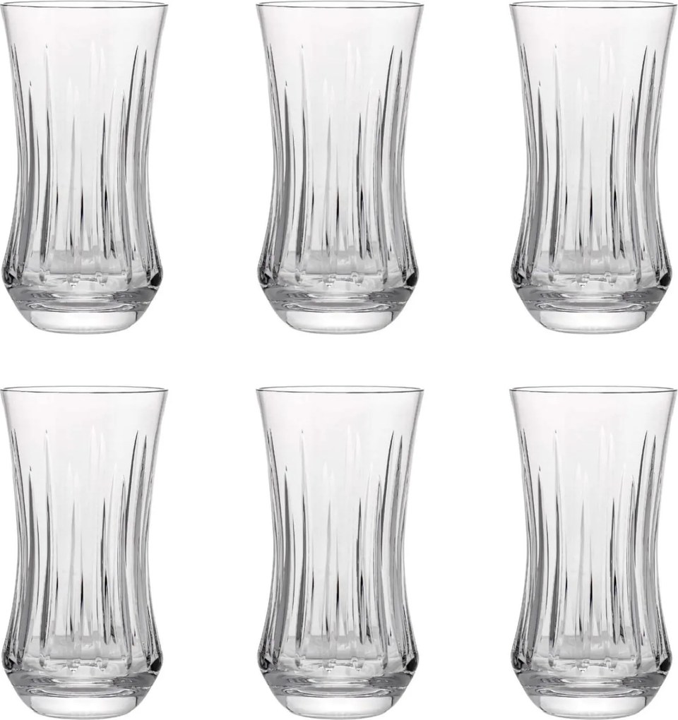 Jogo 6 Copos de Cristal Lapidado 66 Long Drink