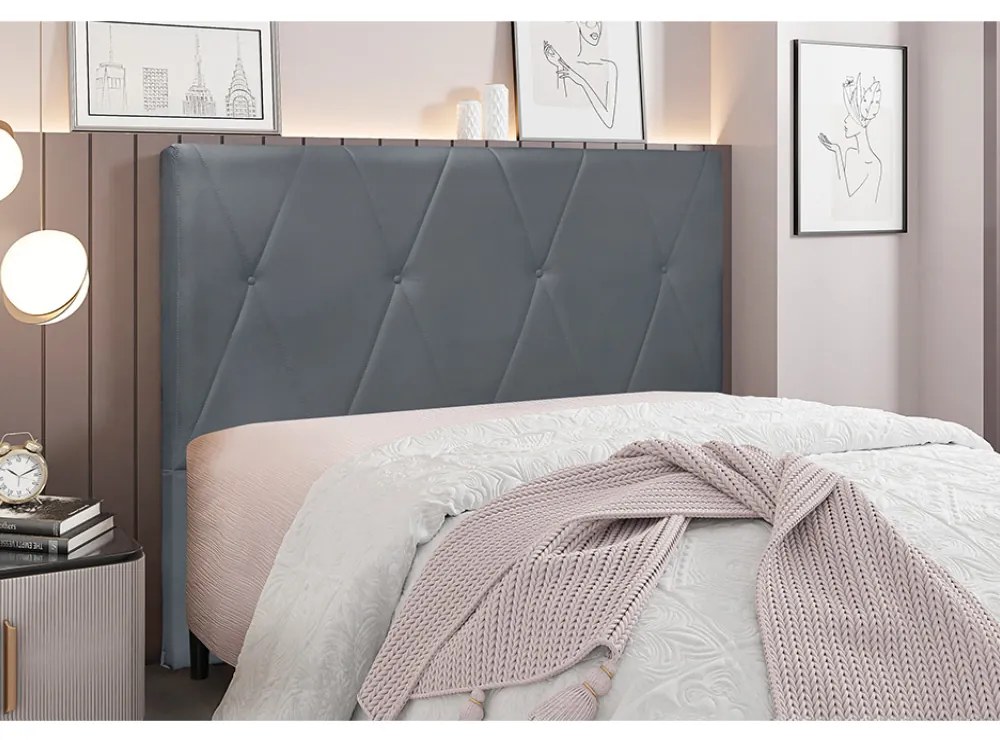Cabeceira Cama Box Solteiro 90 cm Aquilla Veludo S04 - D'Rossi - Cinza