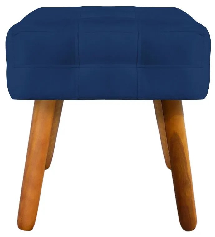 Puff Banqueta Decorativo Pé Palito de Madeira Kit 2 Elisa Suede Azul Marinho D03 - D'Rossi